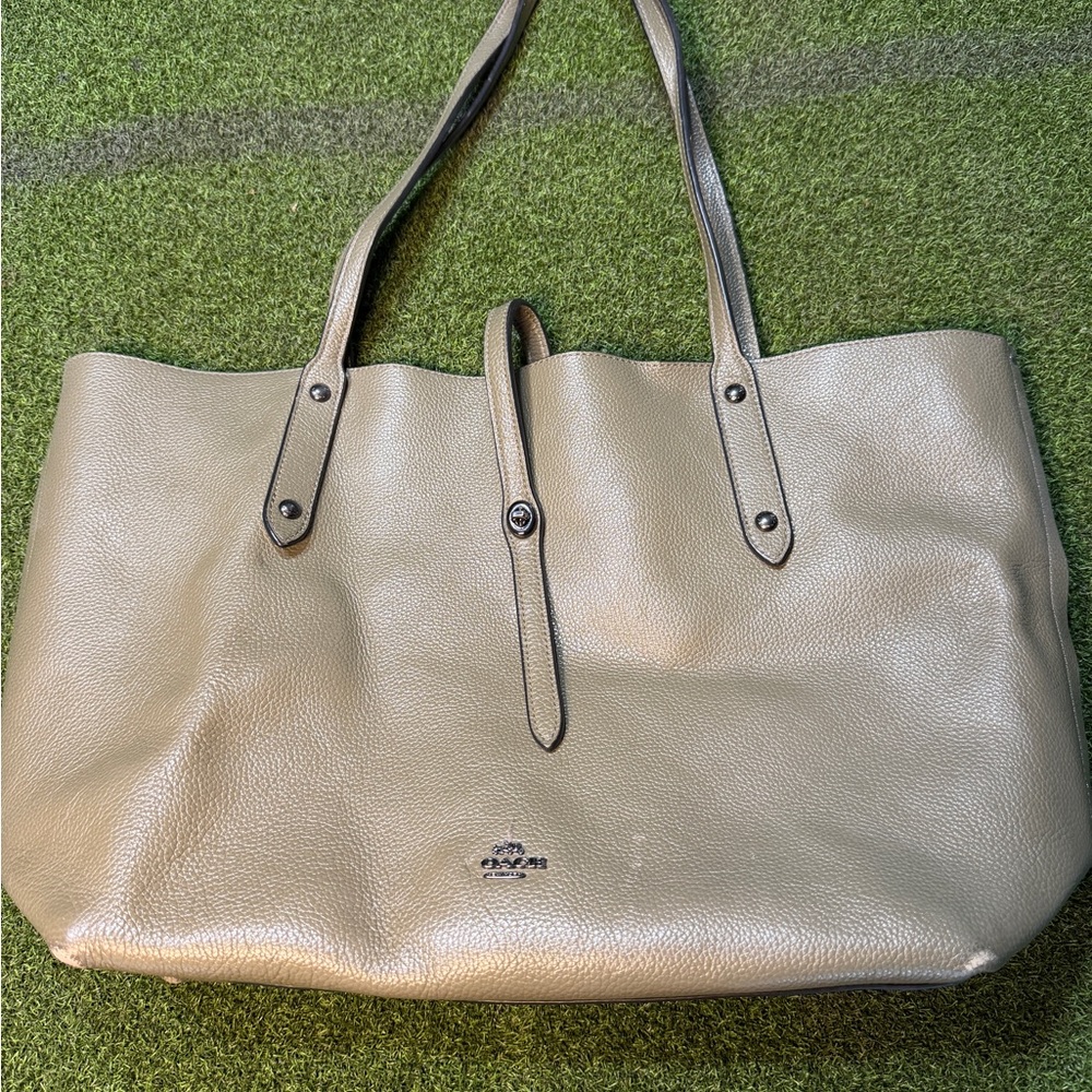 Coach Pebbled Leather Tote in Olive